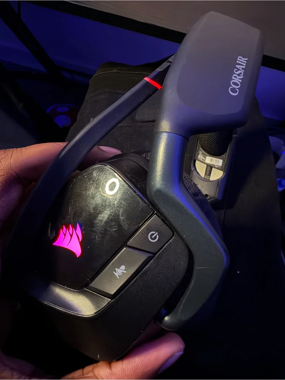 Corsair Black Wireless Gaming Headset with Boom Mic and LED Accents